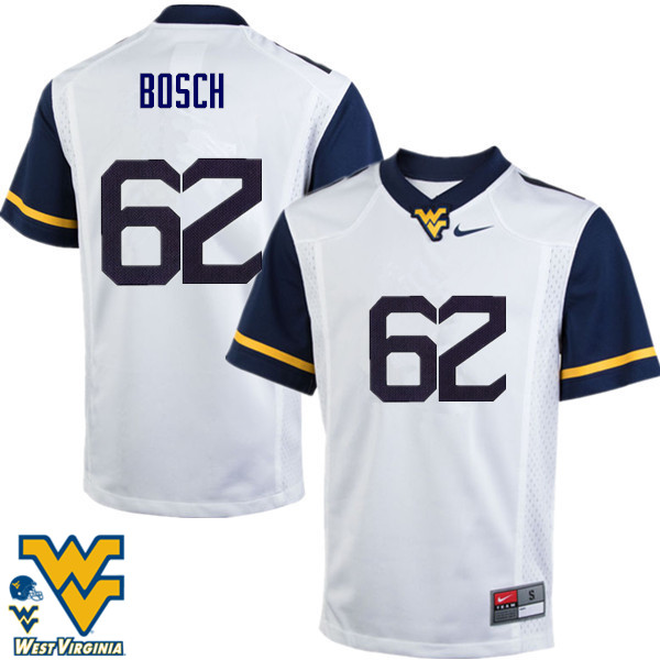 NCAA Men's Kyle Bosch West Virginia Mountaineers White #62 Nike Stitched Football College Authentic Jersey TV23W57CC